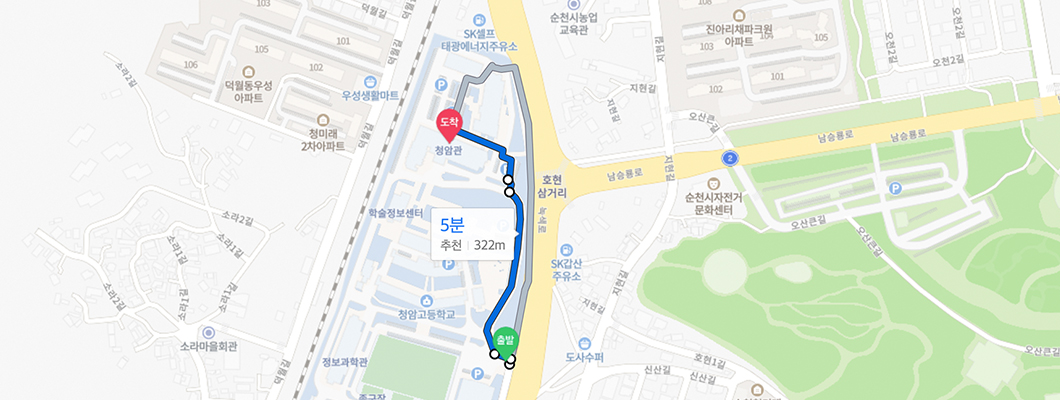 청암관 1층 교수지원센터 오시는 길 지도